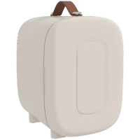 HOMCOM Frigorífico Pequeno de Cosméticos 4L 9V/240V para Arrefecer e Aquecer Mini Frigorífico para Beleza 20,3x26,3x28 cm Creme(m-10)