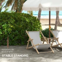 Outsunny Umbrelă de Plajă Portabilă cu Volane în Aer Liber cu Baldachin Ventilat, Geantă de Transport, Ø1.9x2.1 m, Alb-Crem(m-6)