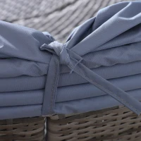 Outsunny PE Rattan Lounge Set - 5 Piece Patio Conversation Furniture Set, Garden Round Sofa Bed with Cushion and Retractable Canopy, Grey/Blue Grey(m-11)