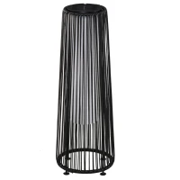 Outsunny Lanternă Solară de Grădină cu Panou de Încărcare, Lampă solară de Exterior din Metal și Ratan, Ø21.5x61 cm, Negru(m-11)
