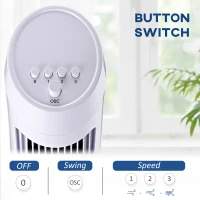 HOMCOM Ventilator Turn Oscilant cu 3 viteze, Ventilator Piedestal din Plastic ABS, 27x27x75 cm, Negru(m-6)