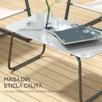 Outsunny Set de Mobilier de Gradina, Set de Conversatie Sofa din 4 Piese pentru Terasa cu Masa de Sticla, Alb-Crem(m-6)