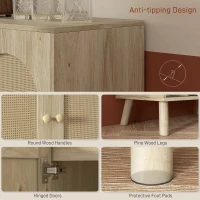 HOMCOM Dulap de depozitare Boho cu uși decorative din ratan(m-7)