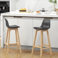 HOMCOM Set de 2 Scaune de Bar, inaltime Bar, Tapitate cu Piele PU(m-2)