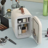 HOMCOM Frigorífico Pequeno de Cosméticos 4L 9V/240V para Arrefecer e Aquecer Mini Frigorífico para Beleza 20,3x26,3x28 cm Creme(m-8)