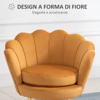 HOMCOM Poltrona a Conchiglia, Poltroncina Vintage, Poltroncina da Camera e Salotto, Design Elegante, con Schienale Alto, 76x67x74cm, Giallo(m-4)