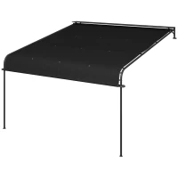 Outsunny Pergola Inclinata de 3 x 4m cu Copertina Retractabila si Manivela Manuala, Foisor de Gradina Montat pe Perete(m-10)