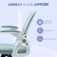 Vinsetto Scaun Birou Ergonomic cu Spătar din Plasă, înălțime reglabilă, suport lombar, 65.5x61.5x88-97.5 cm, Albastru Deschis(m-6)