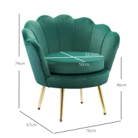 HOMCOM Poltrona Vintage di Design in Velluto Verde Poltroncina da Camera(m-3)