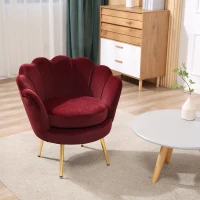 HOMCOM Poltrona a Conchiglia, Poltroncina Vintage, Poltroncina da Camera e Salotto, Design Elegante, con Schienale Alto, 76x67x74cm, Rosso Scuro(m-2)