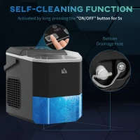 HOMCOM Aparat de Gheata Portabil, cu Autocuratare, Negru(m-7)