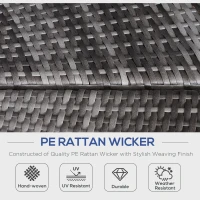 Outsunny PE Rattan Lounge Set - 5 Piece Patio Conversation Furniture Set, Garden Round Sofa Bed with Cushion and Retractable Canopy, Grey/Blue Grey(m-5)