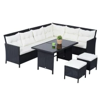 Outsunny 6 Pieces Sofa Set Furniture Rattan Lawn Cushion Seat Wicker Black Garden(m-1)