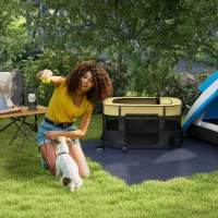 PawHut Foldable Dog Pen with Storage Bag for Indoor/Outdoor Use, Portable Pet playpen, with Ground Stakes - Yellow(m-2)