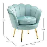 HOMCOM Poltroncina Vintage di Design in Velluto Blu, Poltroncina da Camera con Schienale Alto 76x67x74cm, Verde(m-3)