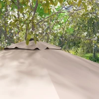 Outsunny Umbrelă de Soare cu 8 Lamele cu Pedală și Manivelă, Umbrelă de Soare din Aluminiu și Poliester, 295x295x266 cm, Kaki(m-9)