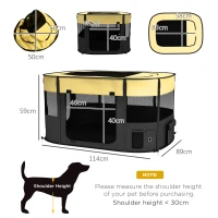 PawHut Foldable Dog Pen with Storage Bag for Indoor/Outdoor Use, Portable Pet playpen, with Ground Stakes - Yellow(m-3)