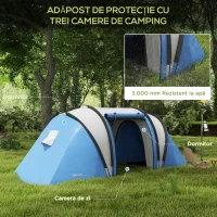 Outsunny Cort de camping pentru 4-5 persoane cu 2 dormitoare(m-4)