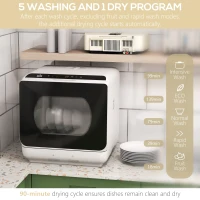 HOMCOM Multi-Program 6L Tabletop Dishwasher(m-5)