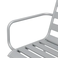 Outsunny Set de Masa de Gradina cu 7 Piese, Masa de Exterior si 6 Scaune Stivuibile, Masa cu Blat de Metal, Gri Deschis(m-8)