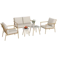 Outsunny Set de Canapea Sofa, 5 Piese cu Cadru din Otel(m-1)