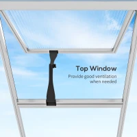 Outsunny Seră de Grădină din Policarbonat și Aluminiu, Seră de Plante cu Fereastră, Ușă și Jgheab, 243.5x192x195 cm, Gri(m-7)