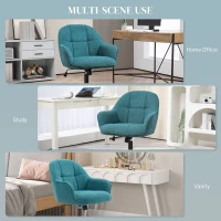HOMCOM Scaun Home Office, Scaun de Birou Reglabil pe Înălțime cu Roți Pivotante pentru Studiu, Dormitor, 63x66x86-96 cm, Verde închis(m-7)