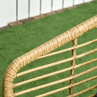Outsunny 4-delige tuinmeubelset van rotan, boho-stijl, weerbestendig, afneembare hoezen, naturel + donkergrijs, 131 cm x 63 cm x 76 cm(m-8)