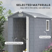 Outsunny IE Located 4 x 6ft Plastic Garden Storage Shed - Foundation Kit Included, Polypropylene Outdoor Storage Tool House with Ventilation Slots and Lockable Door, Grey(m-4)