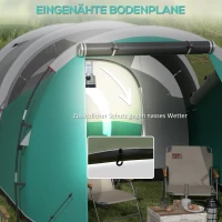 Outsunny Kampeertent voor 4-5 personen, aparte woon- & slaapruimtes, 460L x 260B x 190H cm, Groen(m-6)
