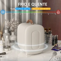 HOMCOM Frigorífico Pequeno de Cosméticos 4L 9V/240V para Arrefecer e Aquecer Mini Frigorífico para Beleza 20,3x26,3x28 cm Creme(m-4)