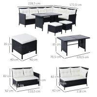 Outsunny 6 Pieces Sofa Set Furniture Rattan Lawn Cushion Seat Wicker Black Garden(m-3)