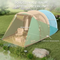 Outsunny Kampeertent voor 4-5 personen, aparte woon- & slaapruimtes, 460L x 260B x 190H cm, Groen(m-4)