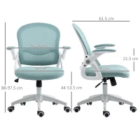 Vinsetto Scaun Birou Ergonomic cu Spătar din Plasă, înălțime reglabilă, suport lombar, 65.5x61.5x88-97.5 cm, Albastru Deschis(m-3)