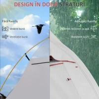 Cort Outsunny pentru 1-2 persoane, cort de camping cu dublu strat(m-4)