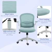 Vinsetto Scaun Birou Ergonomic cu Spătar din Plasă, înălțime reglabilă, suport lombar, 65.5x61.5x88-97.5 cm, Albastru Deschis(m-8)