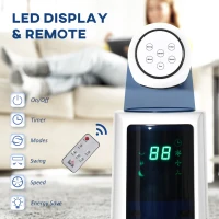 HOMCOM Ventilator Turn cu 3 Moduri și 3 Viteze cu Cronometru 12h, Ventilator de Podea ABS cu Telecomandă, Ø32x118.2 cm, Alb(m-7)