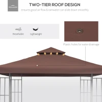 Outsunny 3 x 3(m) Gazebo Canopy Roof Top Replacement Cover - Spare Part, Coffee (TOP COVER ONLY)(m-5)