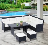 Outsunny 6 Pieces Sofa Set Furniture Rattan Lawn Cushion Seat Wicker Black Garden(m-12)