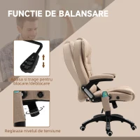 Vinsetto Fotoliu Masaj Bej – 6 Puncte, incalzire & inaltime Reglabila(m-5)