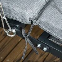 Outsunny Leżanka Wisząca, regulowany dach, w zestawie poduszka siedziska, poduszka na głowę, rama stalowa, ciemnoszary, 108 x 145 x 169 cm(m-8)