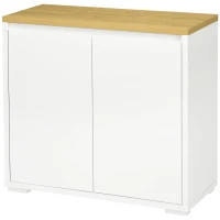 Homcom Bufet Alb – Dulap Usi Duble & Raft Reglabil pentru Depozitare(m-13)