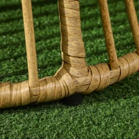 Outsunny Fotel Ogrodowy, Obrotowy, Wiklinowy z Plecionki z Kunstrattanu, Rama Aluminiowa, Poduszki na Siedzisko, naturalny + beżowy, 65 x 70 x 66 cm(m-8)