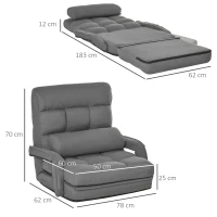 HOMCOM Fotoli Pat reglabil pe 5 nivele 78x62x70cm, gri(m-3)