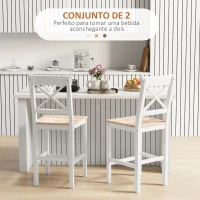 HOMCOM Conjunto de 2 Bancos de Bar de Madeira com Encosto e Apoio para os Pés Estilo Rústico para Cozinha 41x46x97.5 cm Natural(m-4)