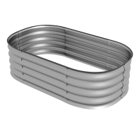 Outsunny Houten plantenbak, modulair verhoogd bed, beschermde randen, bodemloos ontwerp, 105 x 62 x 30 cm, zilver