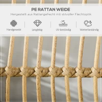 Outsunny Fotel Ogrodowy, Obrotowy, Wiklinowy z Plecionki z Kunstrattanu, Rama Aluminiowa, Poduszki na Siedzisko, naturalny + beżowy, 65 x 70 x 66 cm(m-4)