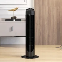 HOMCOM Ventoinha de Coluna 45W Ventoinha de Coluna Silenciosa com 3 Velocidades e Oscilação 70° para Sala Quarto Ø27x75 cm Preto(m-7)