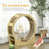 PawHut Cat Wheel with Brake, Scratching Pads - Oak Tone(m-4)