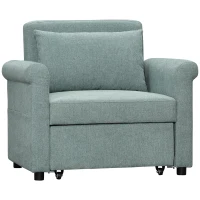 HOMCOM Fotoliu de un singur loc cu spatar reglabil in 4 pozitii, tesatura cu efect de lenjerie respirabila si sezut captusit, 96x84,5x87,5 cm, verde(m-1)